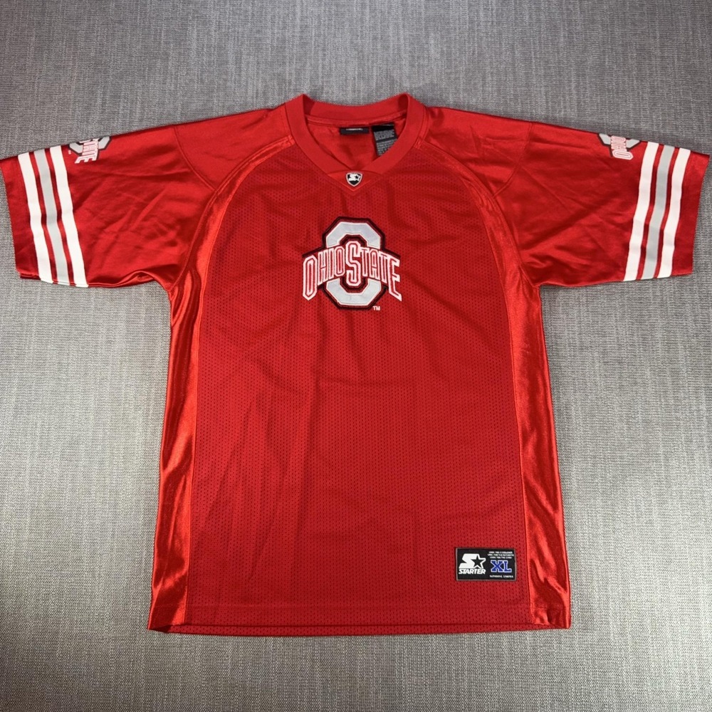 Ohio State Buckeyes Jersey Shirt Boys XL Red NCAA Football Starter Mesh